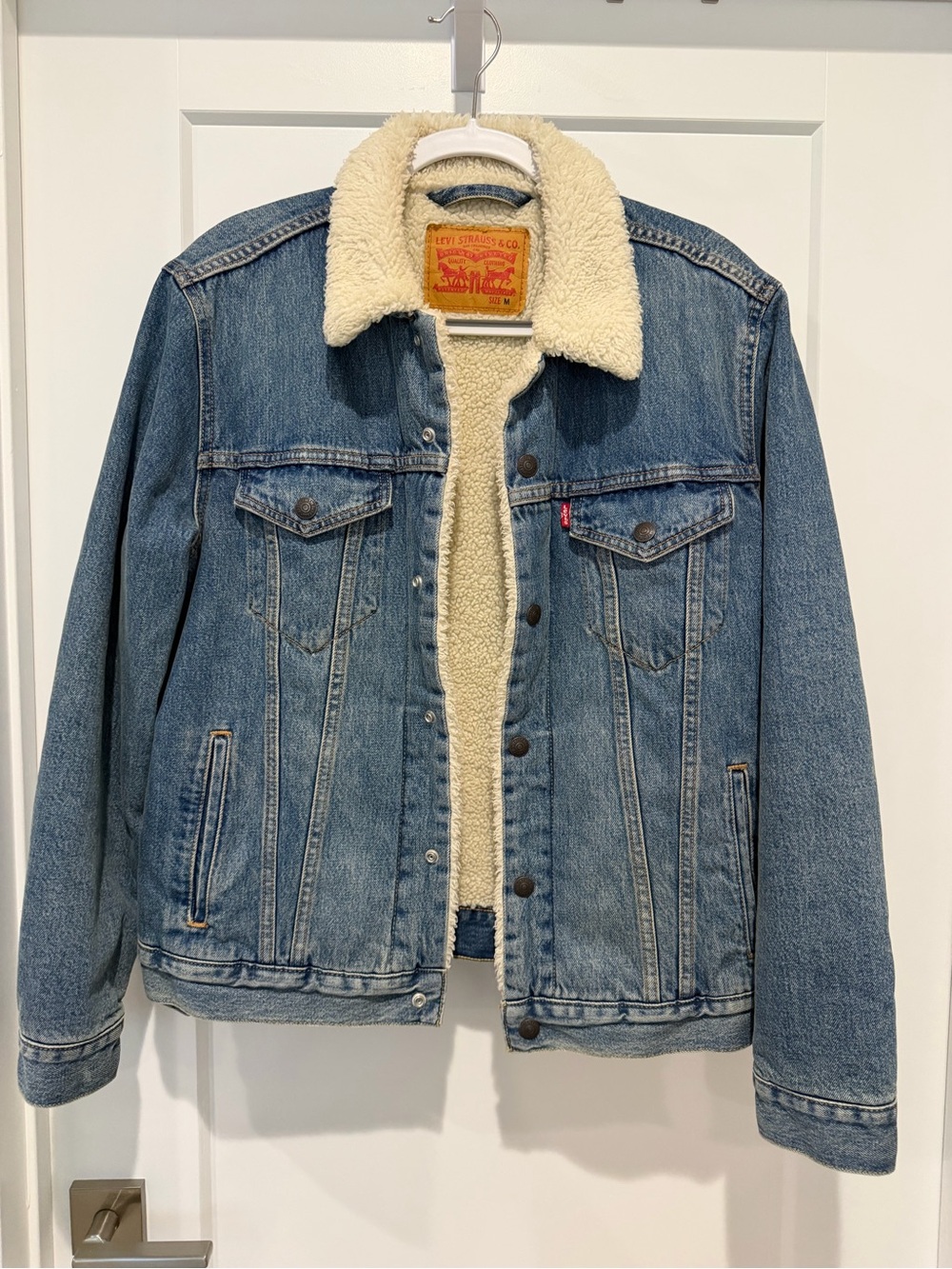 Levi's Light Blue Denim Jacket with Cream Sherpa Collar